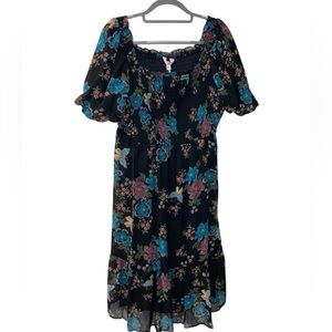 Lauren Conrad NEW XXL butterfly and floral print smocked midi dress
